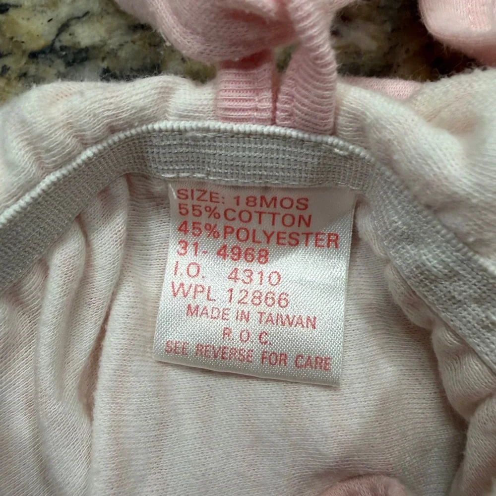Vintage Baby Girl Pink Striped Ruffle Sunsuit Romper 18 Months